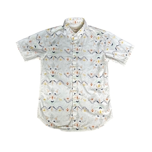 18 Waits Other - Eighteen 18 Waits Short Sleeve Button Down Aztec Traditional Abstract Print EUC